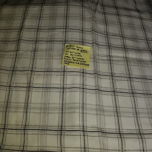#7011 New White and Black Plaid 3 Cuts of Fabric. Beautiful fabric. - Picture 3 of 4